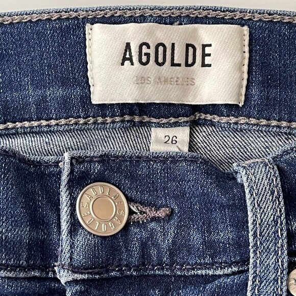 Agolde Jeans 26 Sophie Mid Rise Skinny Crop Raw Hem Stretch Denim Casual Fall - Picture 7 of 8